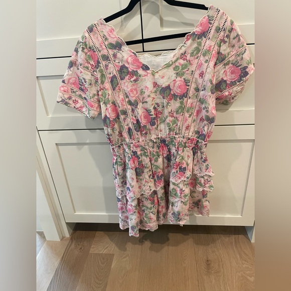 LoveShackFancy Floral Kids Dress in Pink and Green - Picture 2 of 4